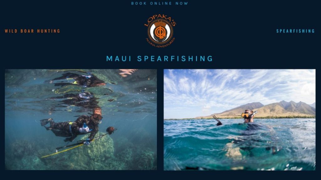 Website of spearfishing maui academy Lopakas Aloha Adventures