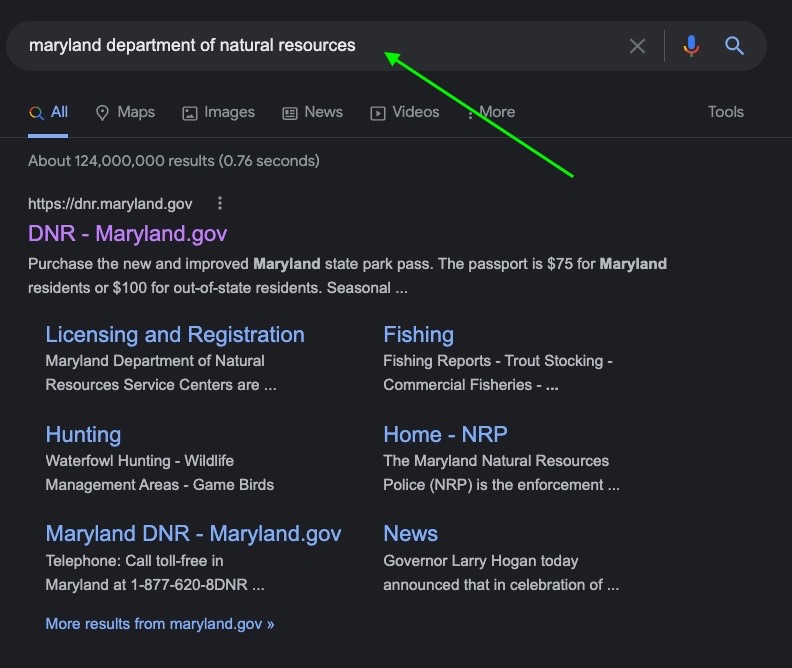 Picture showing how to find a state's fishing regulations