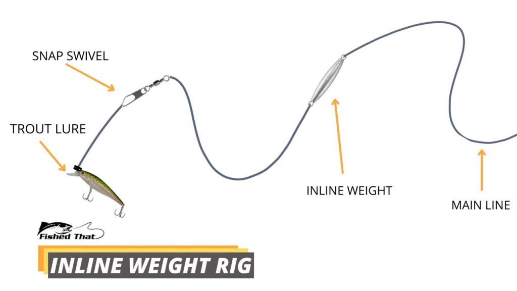 Trout with inline weight rig diagram
