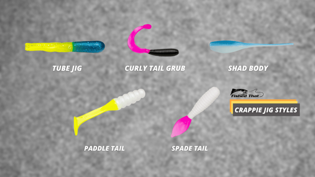 Picture showing the different crappie jig styles