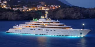 Private,white,luxury,superyacht,eclipse,anchored,off,the,beach.,ibiza,